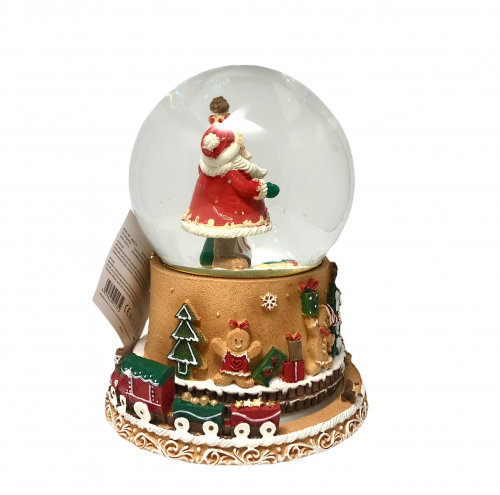 Sfera Boule Vetro e Neve Con Babbo Natale e Treno Led 683829